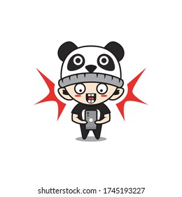 Character boy with panda costume