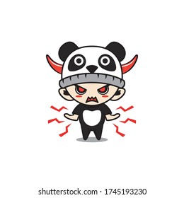 Character boy with panda costume