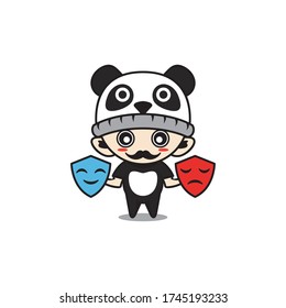 Character boy with panda costume