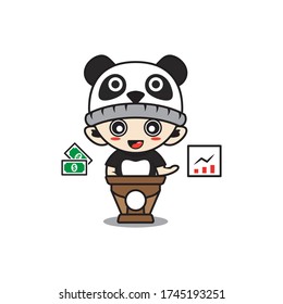 Character boy with panda costume