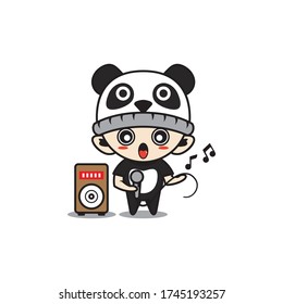 Character boy with panda costume