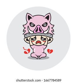 Character boy in a pig costume