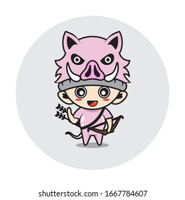 Character boy in a pig costume