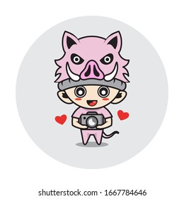 Character boy in a pig costume