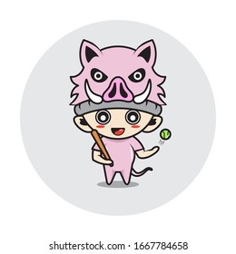 Character boy in a pig costume