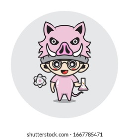 Character boy in a pig costume