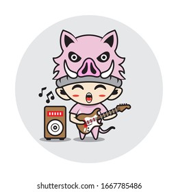 Character boy in a pig costume