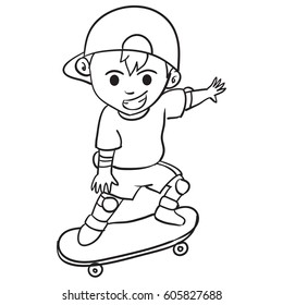 Character of boy playing skateboard