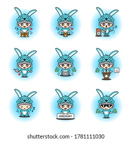 Character boy with rabbit costume