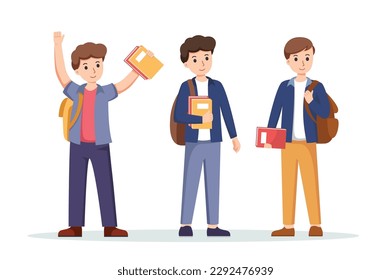 character boys student. Back to school , university concept vector illustration