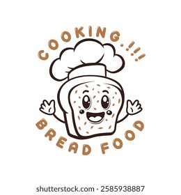 Character Bread with chef hat logo design concept vector. Creative Bread food Logo Design Template