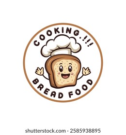 Character Bread with chef hat logo design concept vector. Creative Bread food Logo Design Template