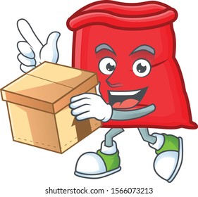 Character with bring box in the santa bag open
