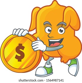 Character bring coin in the fried chicken cartoon