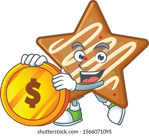 Character bring coin in the star cookies cartoon