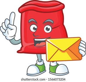 Character bring envelope in the santa bag open