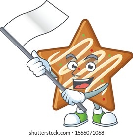 Character bring flag in the star cookies cartoon