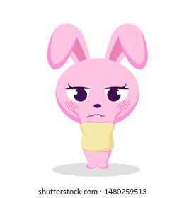 the character of a bunny boy with a blushing expression illustration