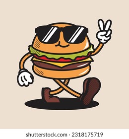 hamburguesa de personajes con gafas de estilo fresco