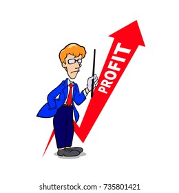 Character business man with arrow background