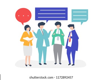 Character Business People Having Discussion Illustration Stock Vector ...