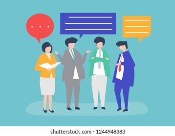 Character of business people having a discussion illustration