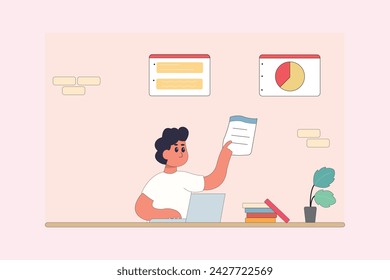 personaje negocio trabajo en equipo concepto simple planificación de puntos analítica ilustración vectorial personas