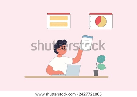 character business teamwork simple concept poin planning analytics vector illustration people