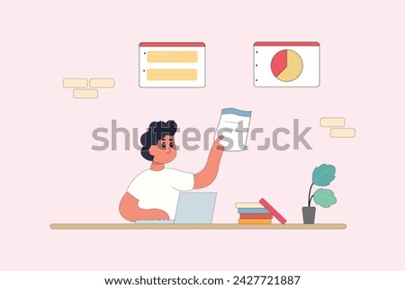 character business teamwork simple concept poin planning analytics vector illustration people