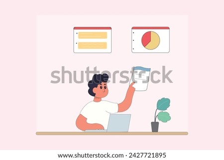 character business teamwork simple concept poin planning analytics vector illustration people