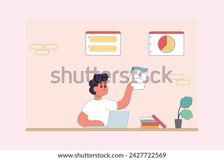 character business teamwork simple concept poin planning analytics vector illustration people