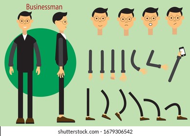 The character is a businessman. Character for animation. Walk animation.
