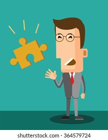 Character of  businessman with icon