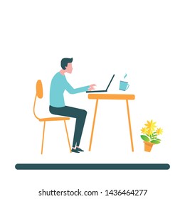 character businessman With Laptop working lifestyle vector