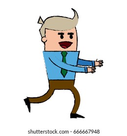 character businessman and office worker pose