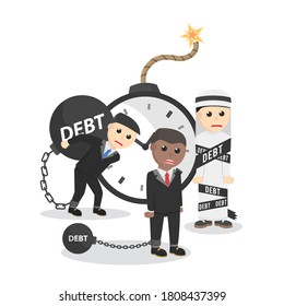Character businessman with problem debt design character on white background