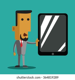 Character of  businessman with tablet