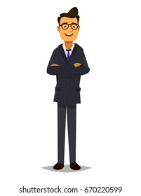 Character businessman. Vector illustration in flat style.