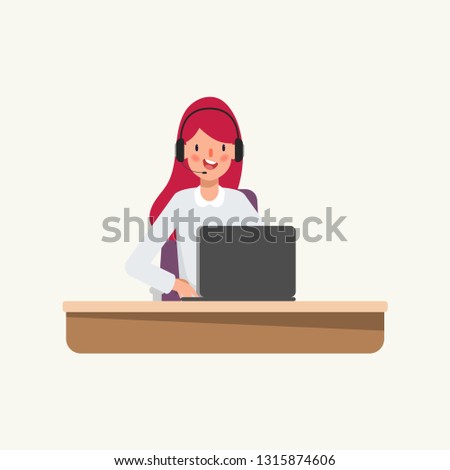 Character of businesswoman in Call center job. Animation scene for motion graphic.