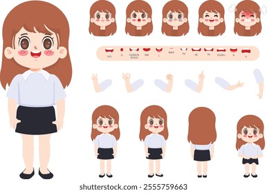 Character businesswoman creation design for Animation cartoon flat design. illustration vector premium.