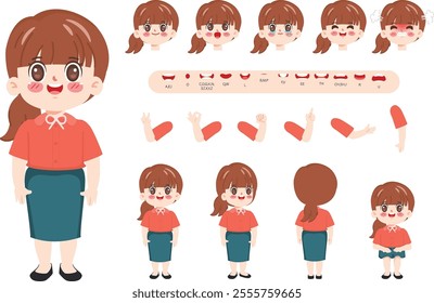 Character businesswoman creation design for Animation cartoon flat design. illustration vector premium.