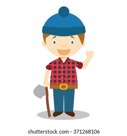 Character from Canada dressed as a woodcutter Vector Illustration. Kids of the World Collection.