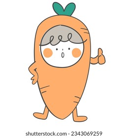 A character in a carrot costume.