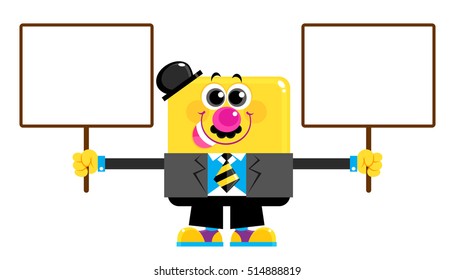 Character Carrying an Empty Sign