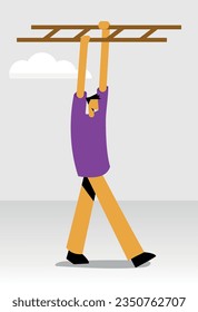 character carrying ladder illustration vector
