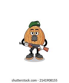 Character cartoon of almond as a special force , character design