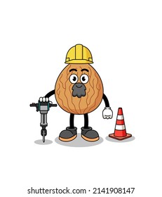 Caricatura de almendros trabajando en la construcción de carreteras , diseño de personajes
