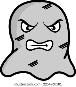character, cartoon angry ghost vector