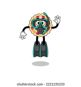 Character cartoon of apple pie as a diver , character design