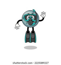 Character cartoon of asteroid as a diver , character design